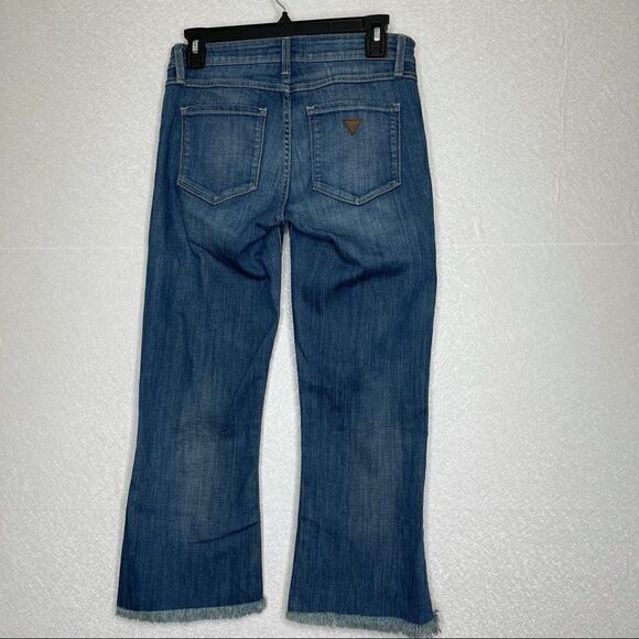 Guess cropped kick flare raw hem jeans blue 26 - Picture 4 of 7